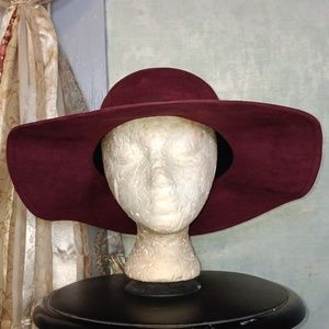 Rampage Flat Brim Burgundy Winter Flop Hat